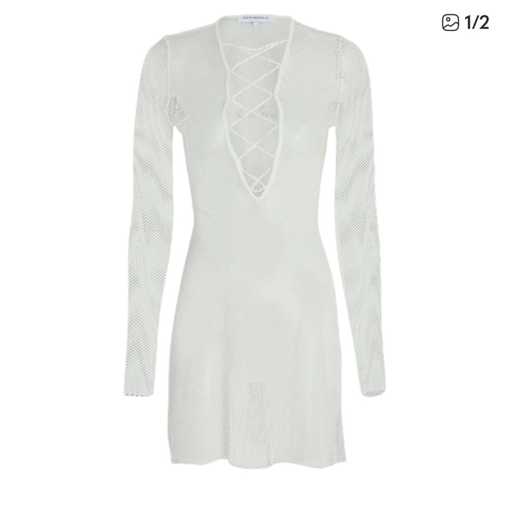 WeWoreWhat Ivory Lace-Up Mini Dress